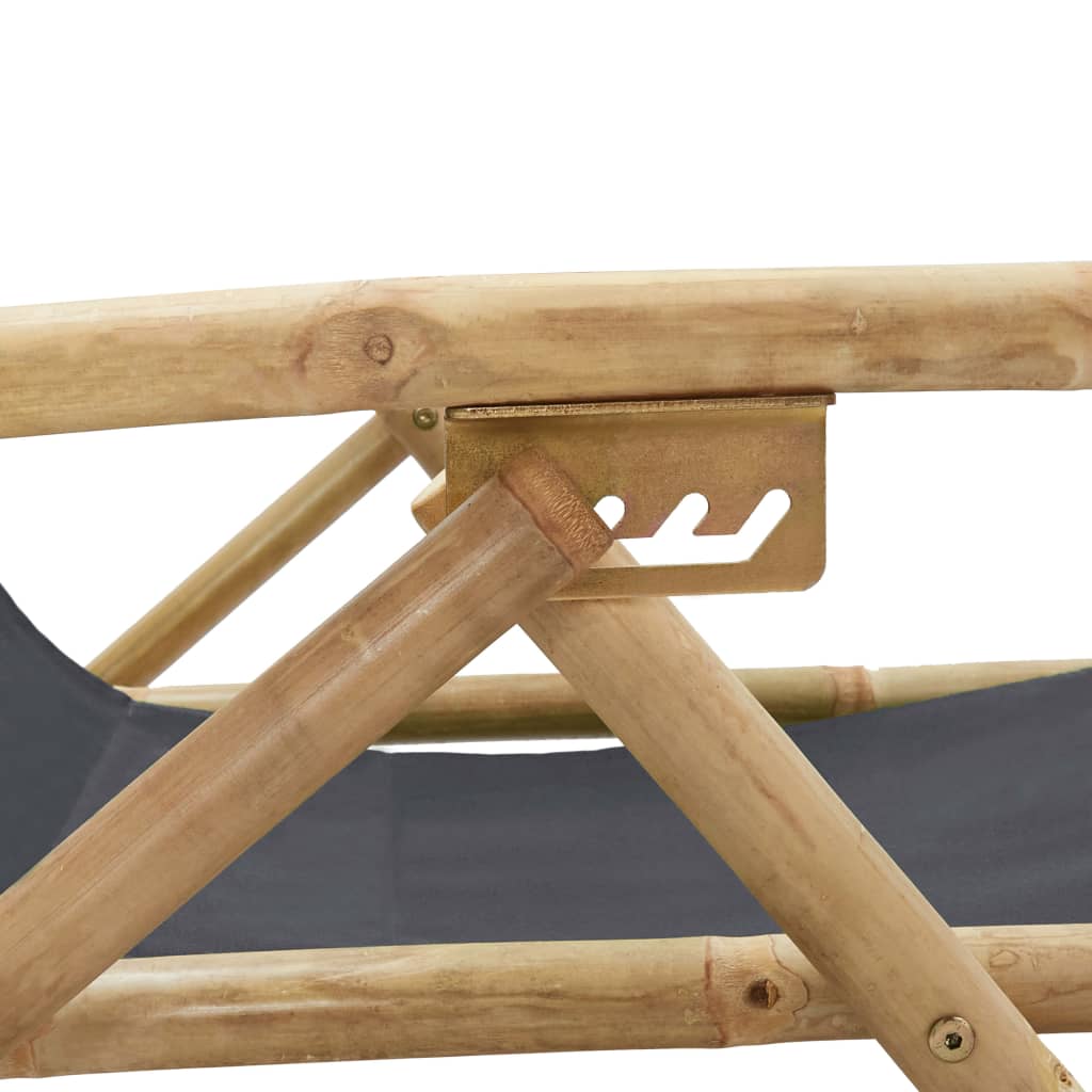 vidaXL Scaun rabatabil de relaxare, gri închis, bambus & țesătură vidaXL Scaun rabatabil de relaxare, gri închis, bambus & țesătură