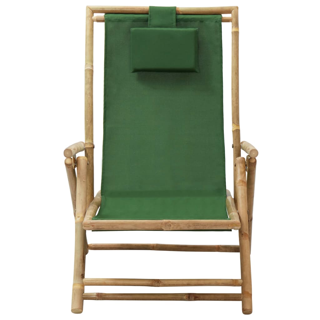 vidaXL Scaun rabatabil de relaxare, verde, bambus & țesătură vidaXL Scaun rabatabil de relaxare, verde, bambus & țesătură