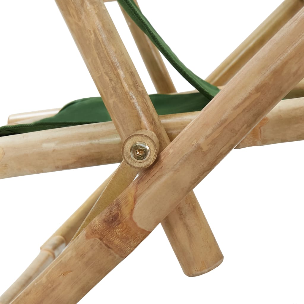 vidaXL Scaun rabatabil de relaxare, verde, bambus & țesătură vidaXL Scaun rabatabil de relaxare, verde, bambus & țesătură