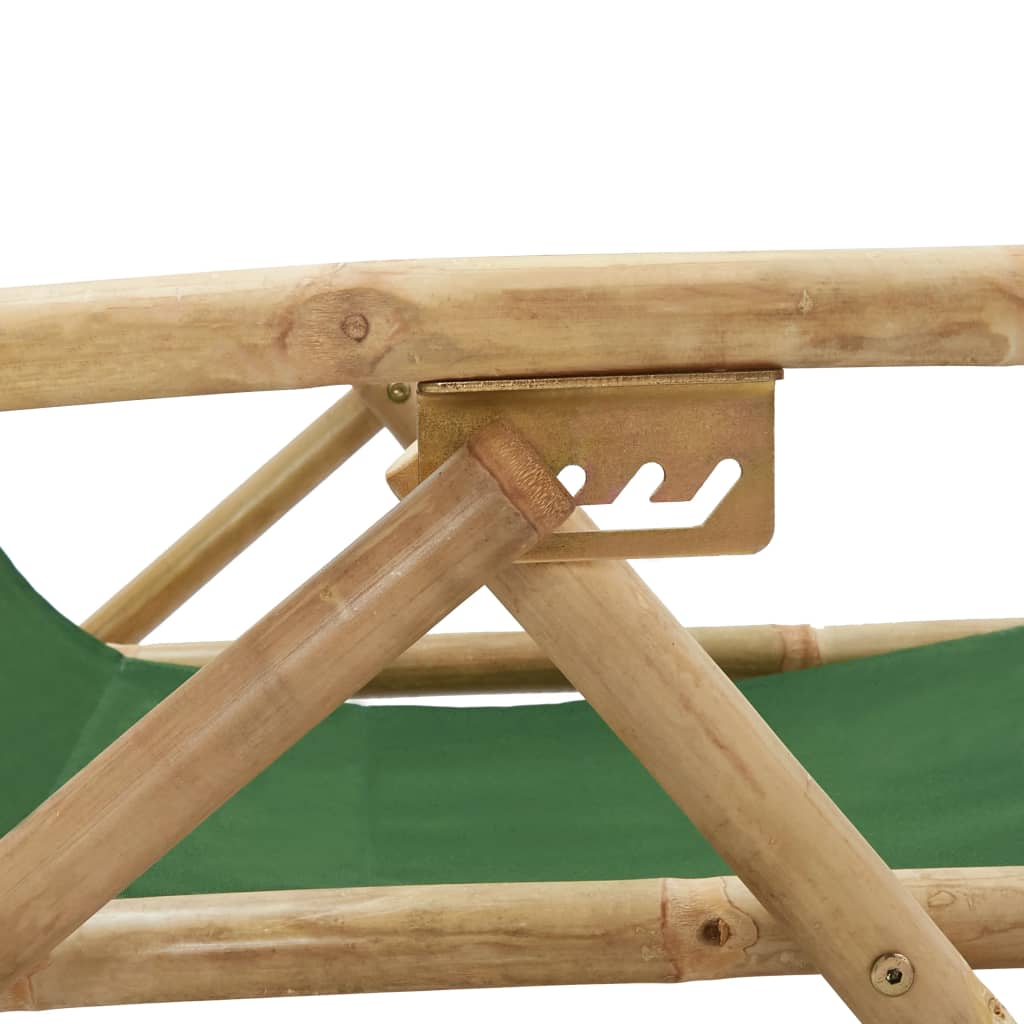 vidaXL Scaun rabatabil de relaxare, verde, bambus & țesătură vidaXL Scaun rabatabil de relaxare, verde, bambus & țesătură