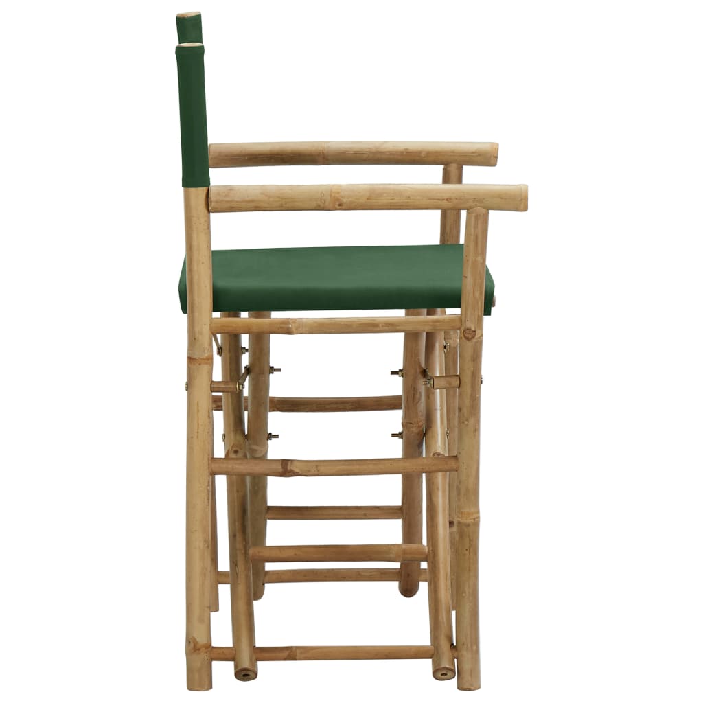 vidaXL Scaune de regizor pliabile, 2 buc., verde, bambus și țesătură vidaXL Scaune de regizor pliabile, 2 buc., verde, bambus și țesătură