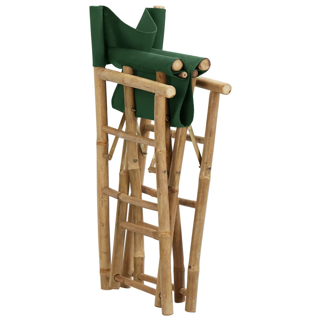 vidaXL Scaune de regizor pliabile, 2 buc., verde, bambus și țesătură vidaXL Scaune de regizor pliabile, 2 buc., verde, bambus și țesătură