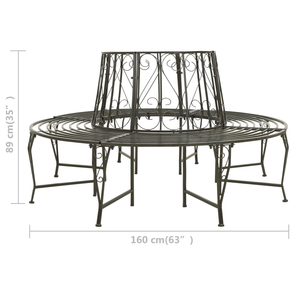 vidaXL Bancă de copac pentru grădină, 160 cm, oțel