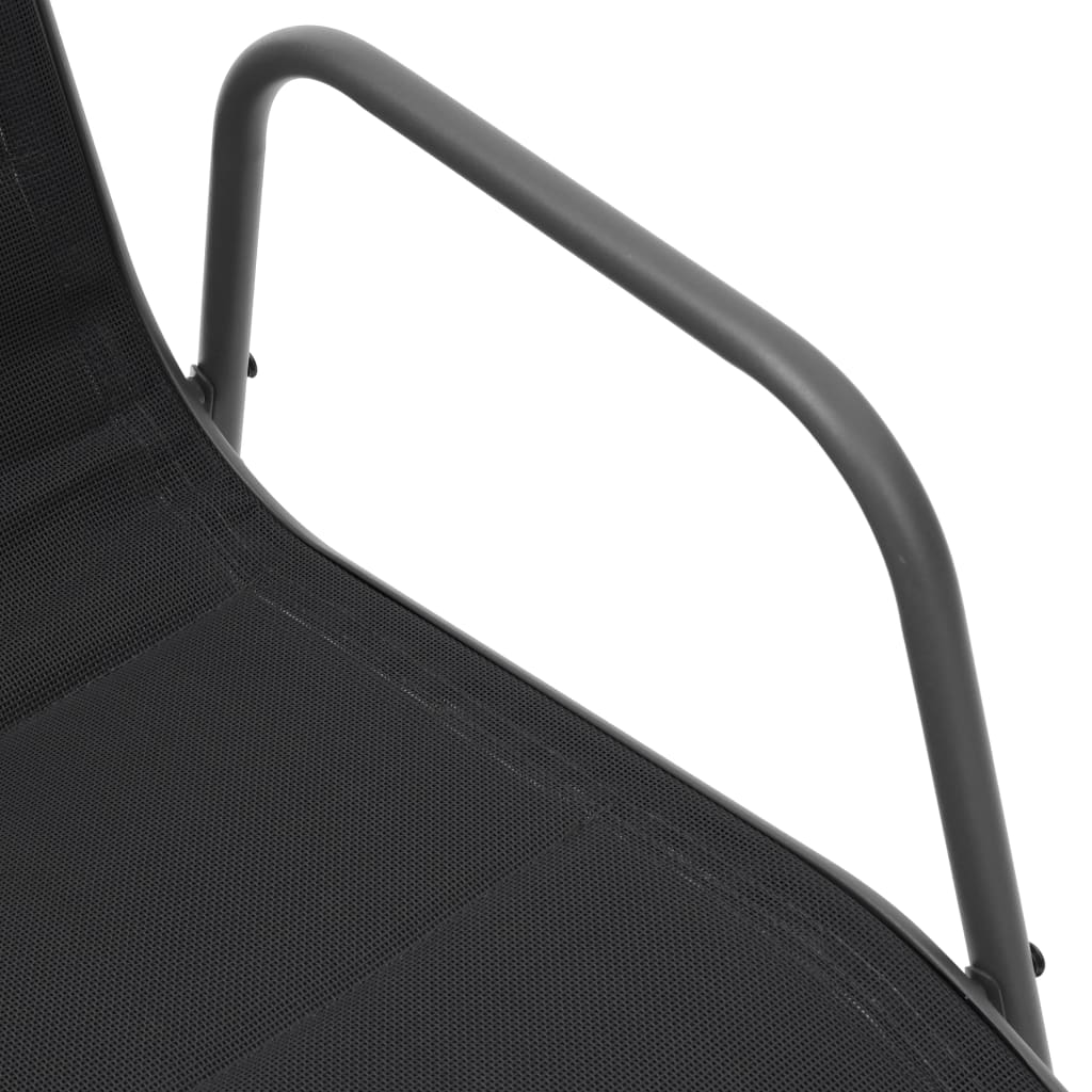 vidaXL Scaune de grădină stivuibile, 2 buc., negru, oțel & textilenă
