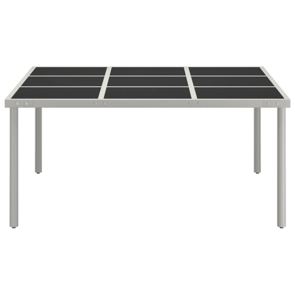 vidaXL Masă de grădină, 170x170x74,5 cm, oțel și sticlă vidaXL Masă de grădină, 170x170x74,5 cm, oțel și sticlă