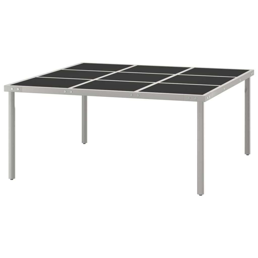 vidaXL Masă de grădină, 170x170x74,5 cm, oțel și sticlă vidaXL Masă de grădină, 170x170x74,5 cm, oțel și sticlă