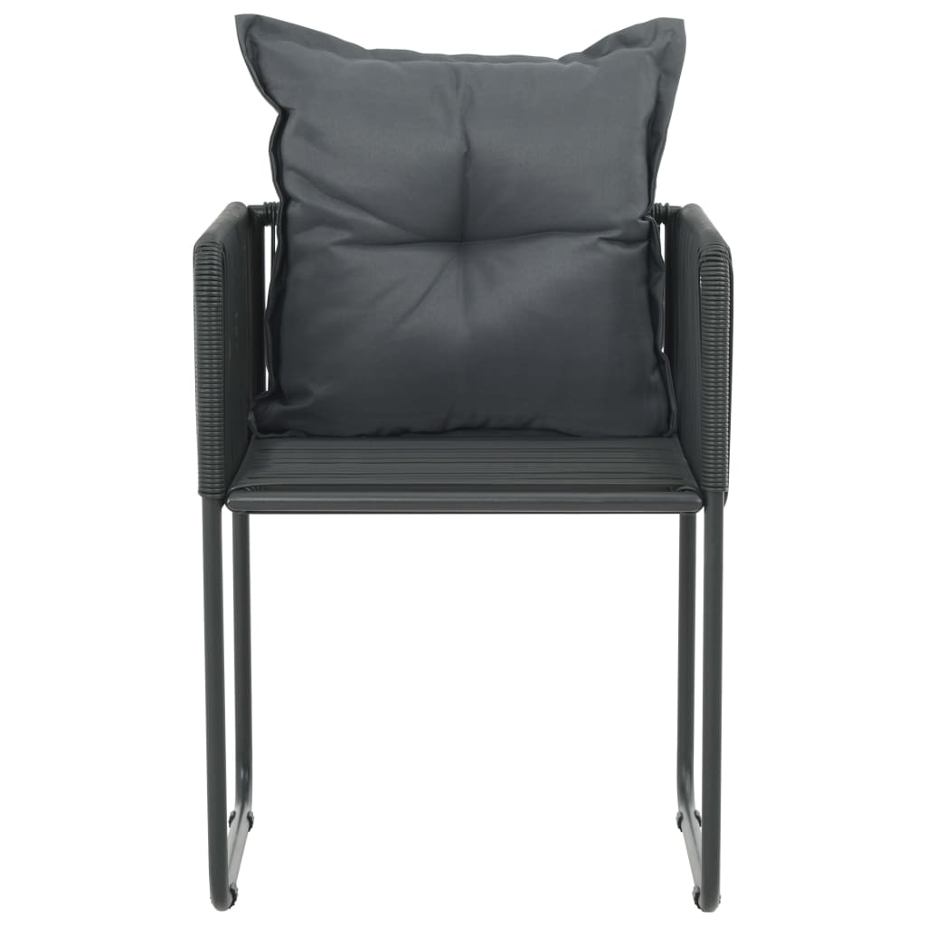 vidaXL Scaune de exterior cu perne, 4 buc., negru, poliratan