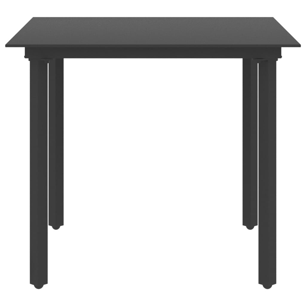 vidaXL Masă de grădină, negru, 80 x 80 x 74 cm, oțel și sticlă vidaXL Masă de grădină, negru, 80 x 80 x 74 cm, oțel și sticlă