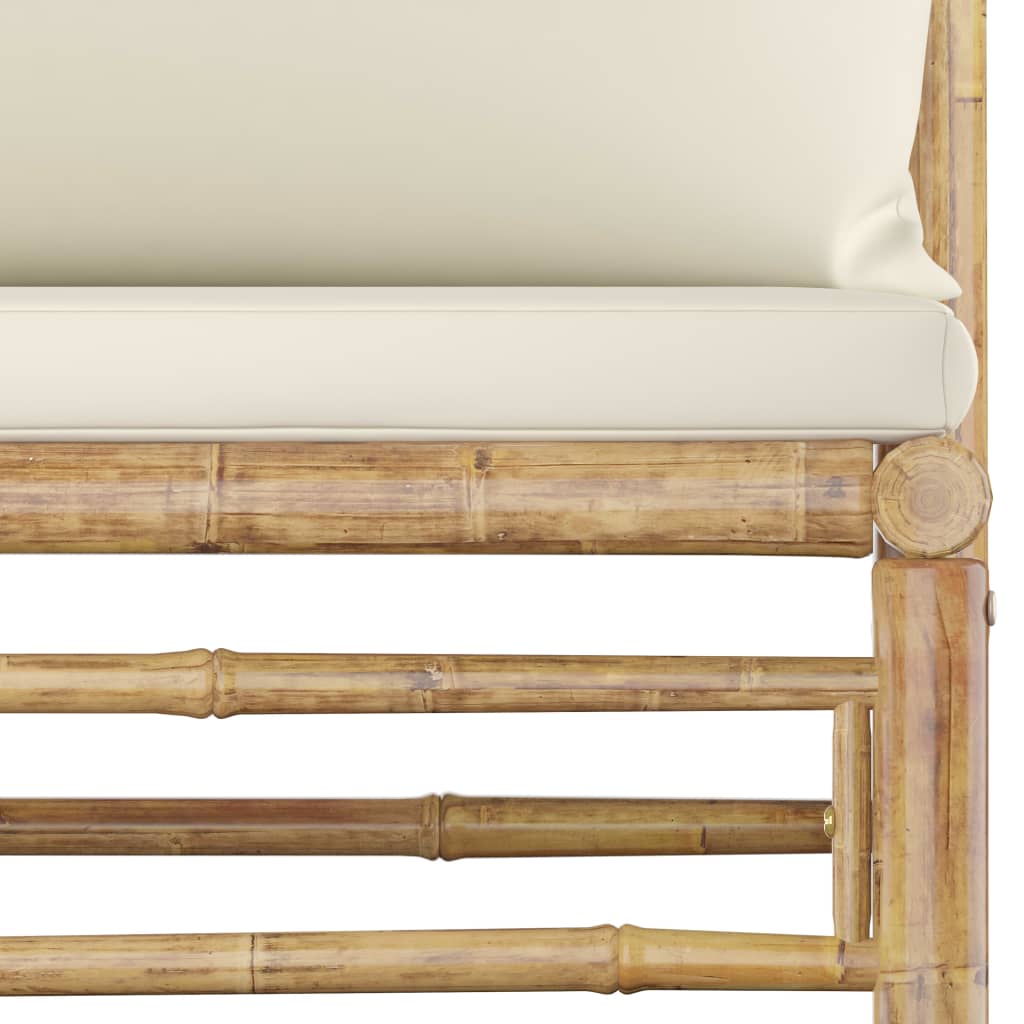 vidaXL Set mobilier de grădină cu perne alb crem, 2 piese, bambus vidaXL Set mobilier de grădină cu perne alb crem, 2 piese, bambus