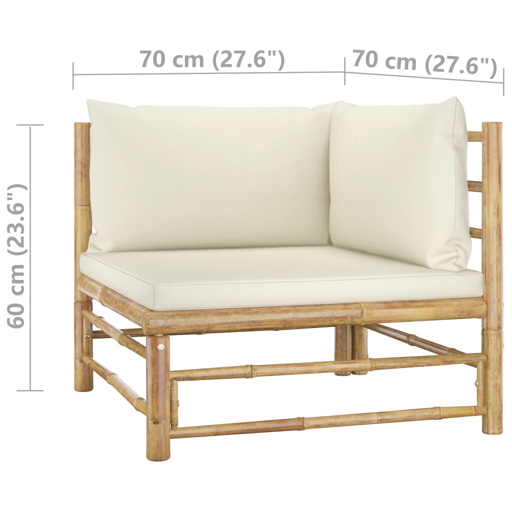 vidaXL Set mobilier de grădină, 2 piese, perne alb crem, bambus vidaXL Set mobilier de grădină, 2 piese, perne alb crem, bambus