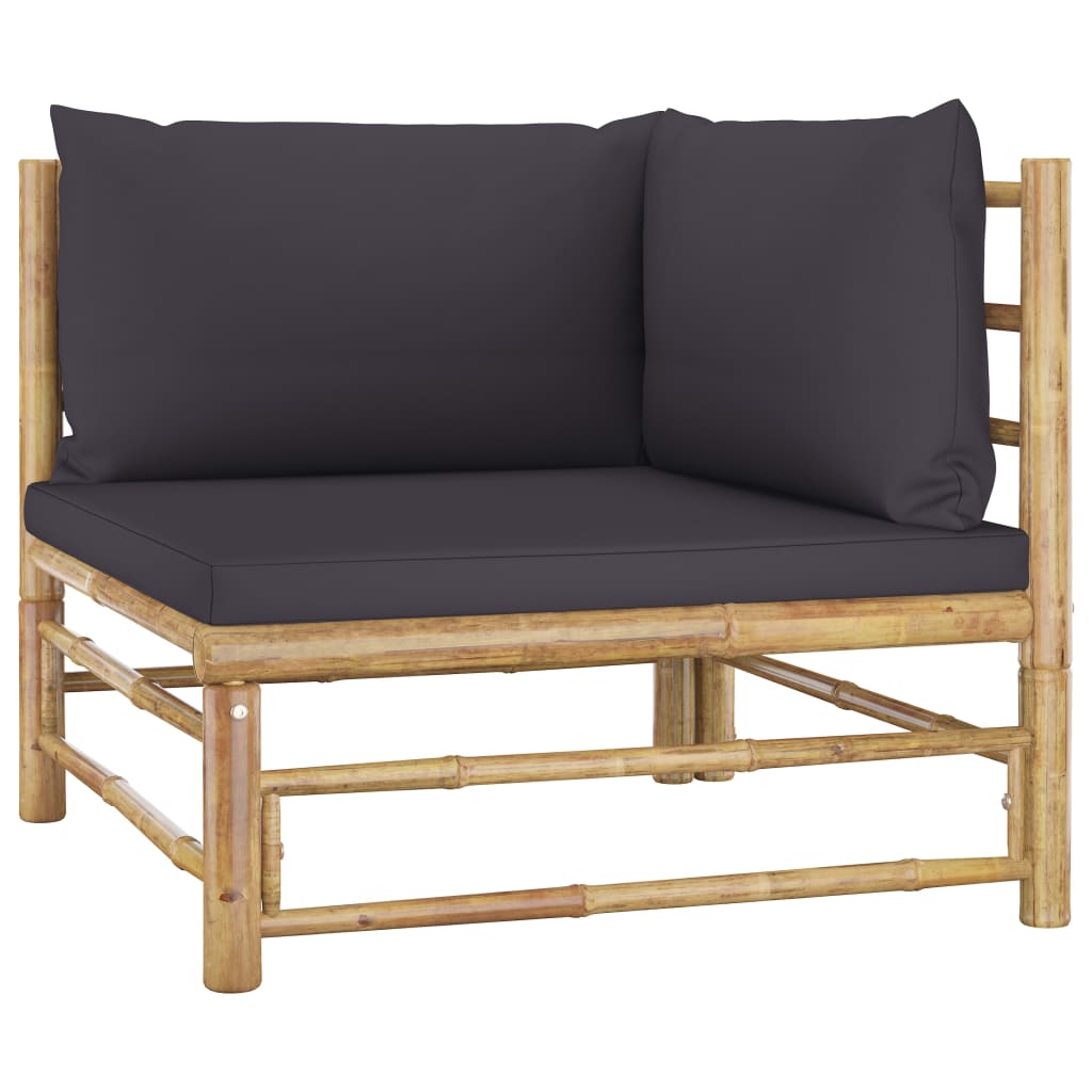 vidaXL Set mobilier de grădină, 2 piese, perne gri închis, bambus vidaXL Set mobilier de grădină, 2 piese, perne gri închis, bambus