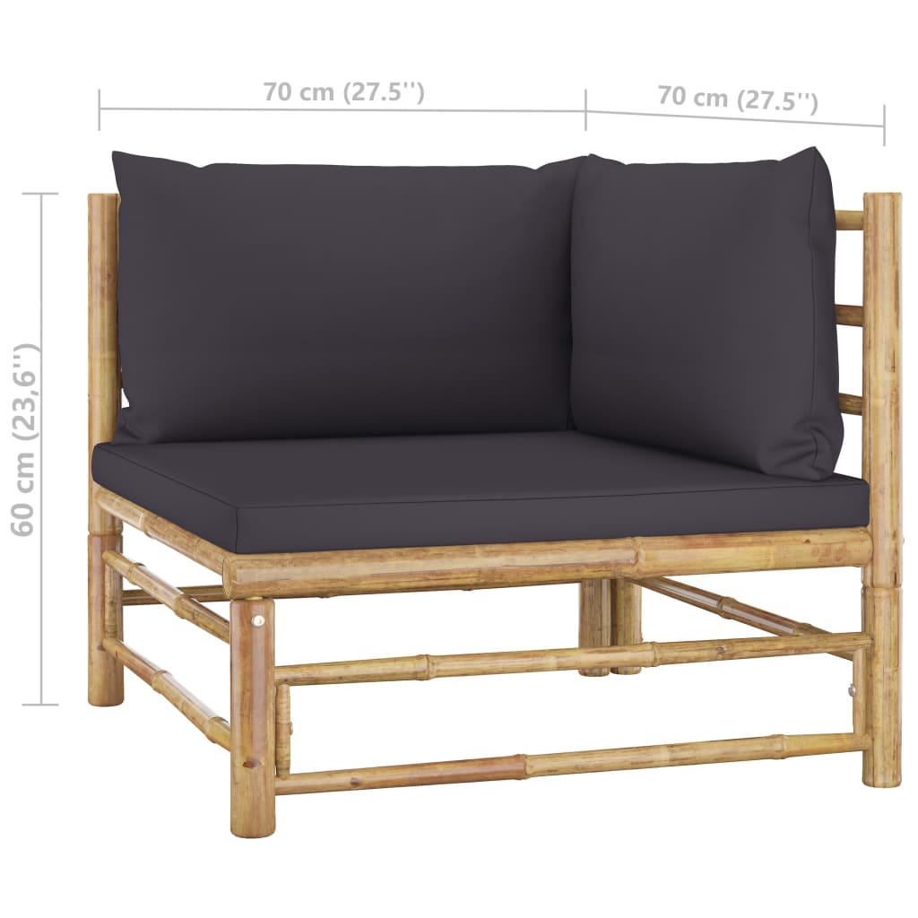vidaXL Set mobilier de grădină, 2 piese, perne gri închis, bambus vidaXL Set mobilier de grădină, 2 piese, perne gri închis, bambus
