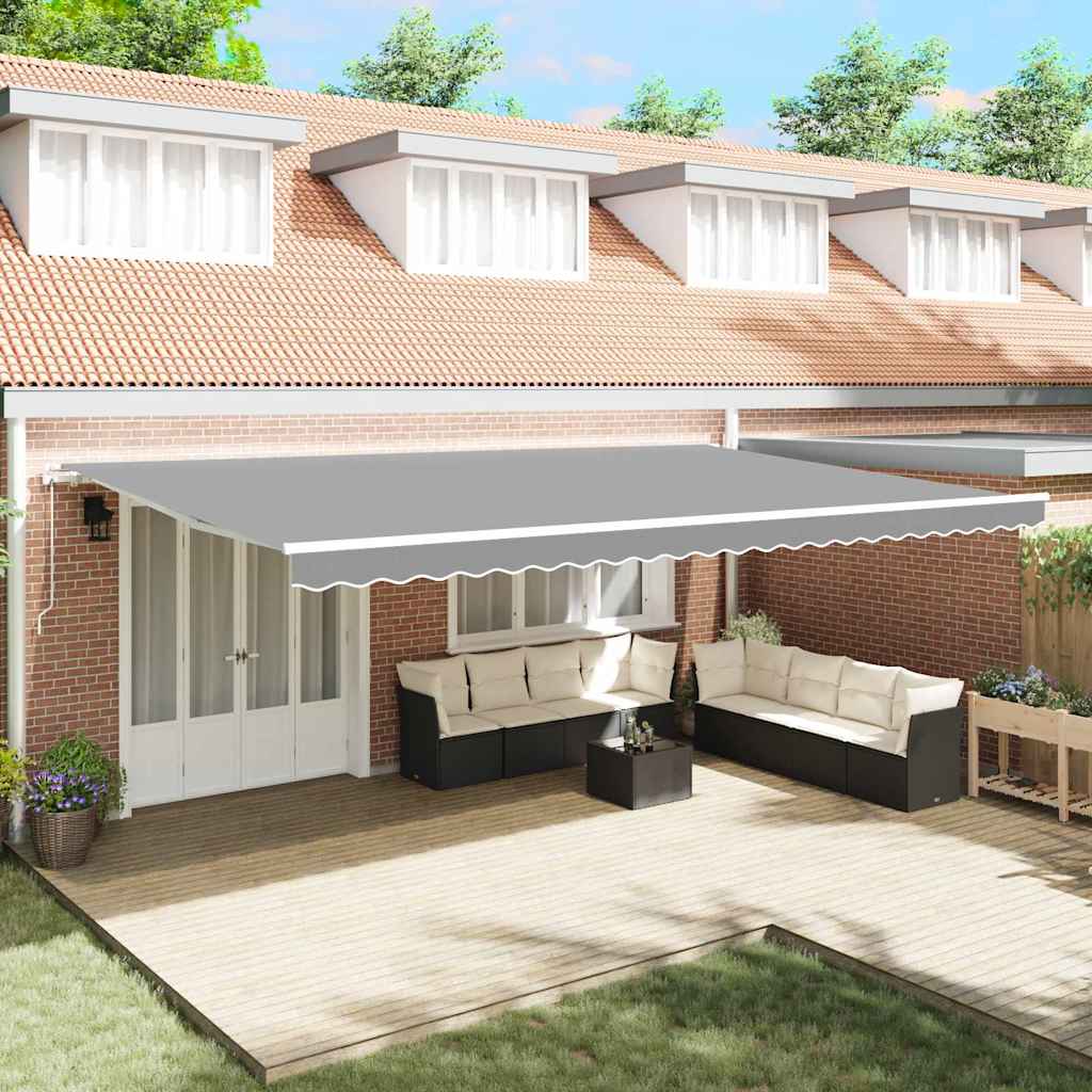 vidaXL Copertină Manual Alb 6 × 3,5 m Metal