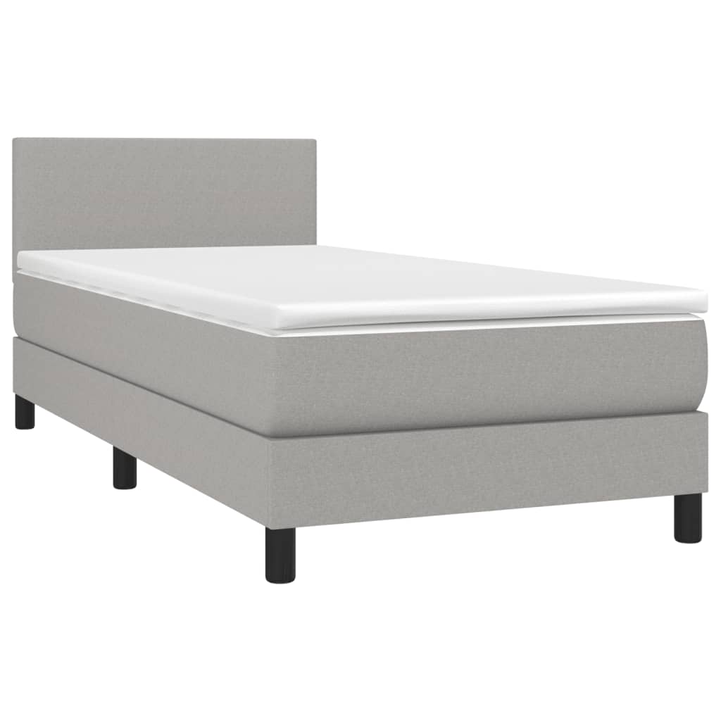 vidaXL Pat cu arcuri, saltea și LED, gri deschis, 80x200 cm, textil vidaXL Pat cu arcuri, saltea și LED, gri deschis, 80x200 cm, textil