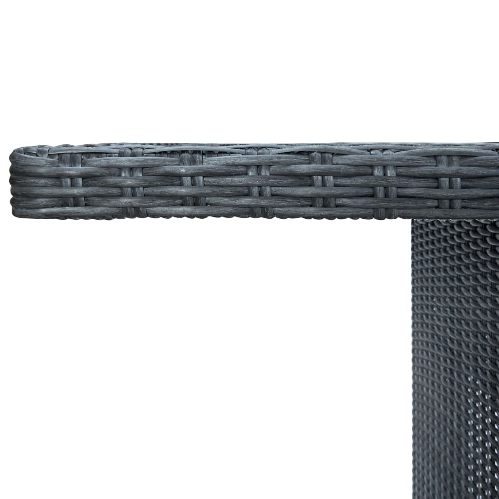 vidaXL Masă de grădină, gri închis, poliratan și sticlă securizată