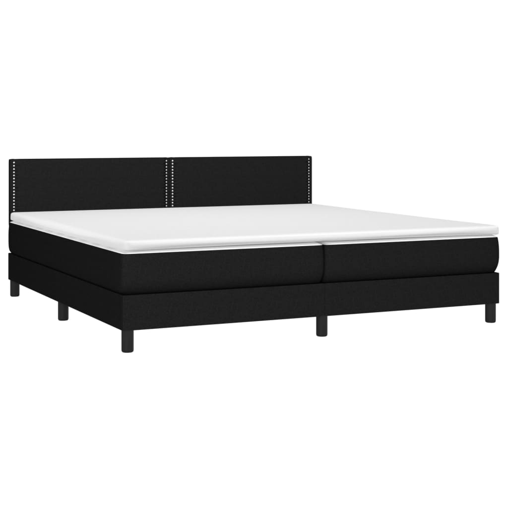 vidaXL Pat cu arcuri, saltea și LED, negru, 200x200 cm, textil