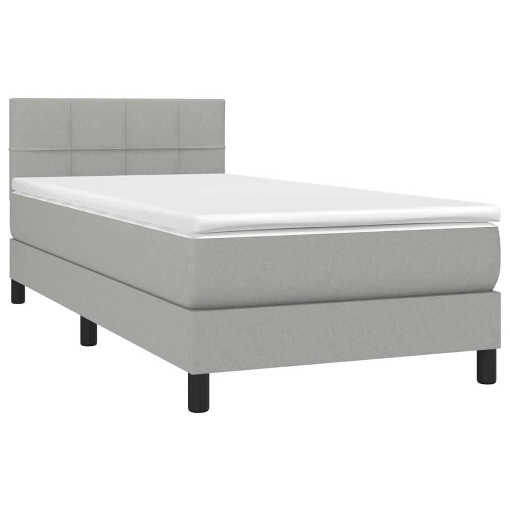 vidaXL Pat cu arcuri, saltea și LED, gri deschis, 80x200 cm, textil vidaXL Pat cu arcuri, saltea și LED, gri deschis, 80x200 cm, textil