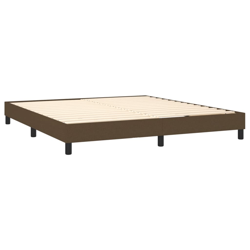 vidaXL Pat cu arcuri, saltea și LED, maro închis, 180x200 cm, textil vidaXL Pat cu arcuri, saltea și LED, maro închis, 180x200 cm, textil
