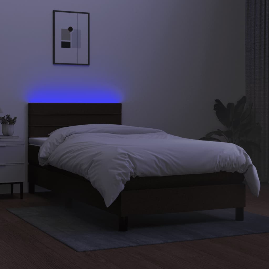 vidaXL Pat cu arcuri, saltea și LED, negru, 80x200 cm, textil