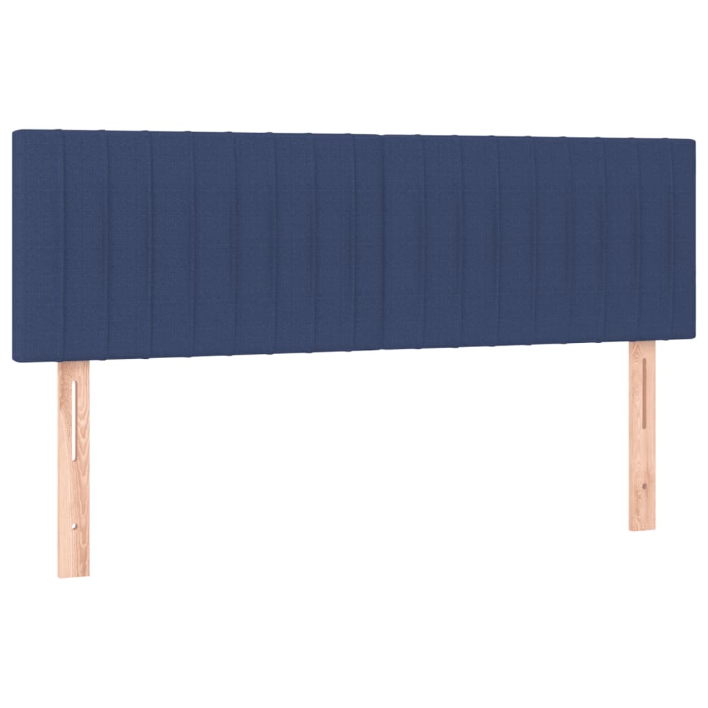 vidaXL Pat cu arcuri, saltea și LED, albastru, 140x200 cm, textil