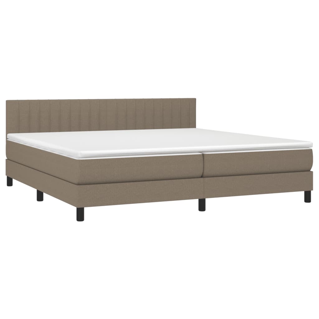 vidaXL Pat cu arcuri, saltea și LED, gri taupe, 200x200 cm, textil