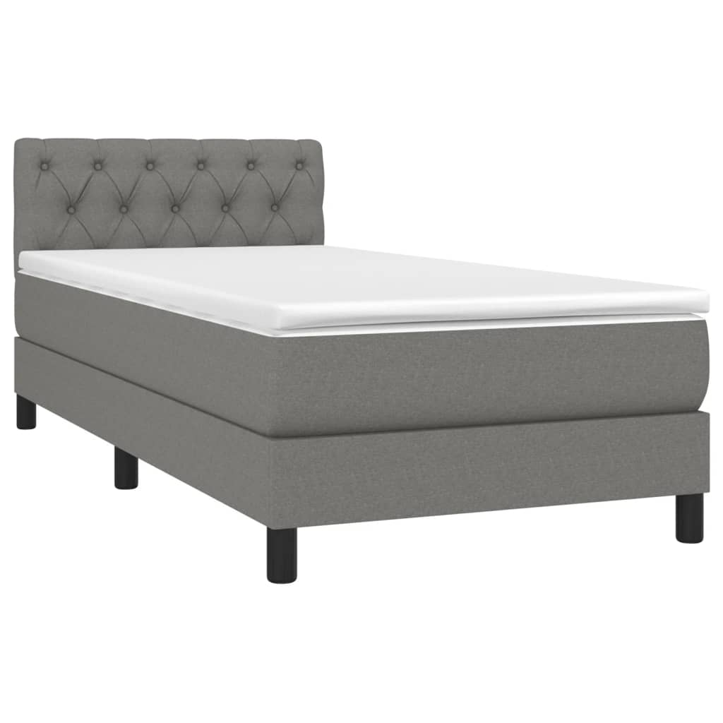 vidaXL Pat cu arcuri, saltea și LED, gri închis, 80x200 cm, textil