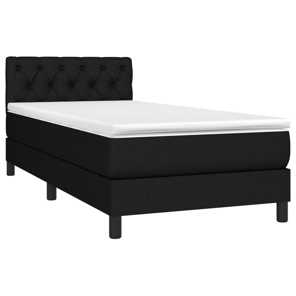 vidaXL Pat cu arcuri, saltea și LED, negru, 80x200 cm, textil
