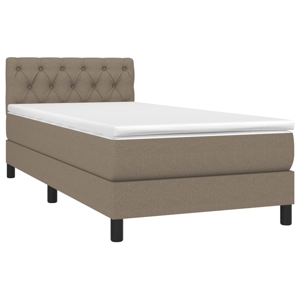 vidaXL Pat cu arcuri, saltea și LED, gri taupe, 80x200 cm, textil