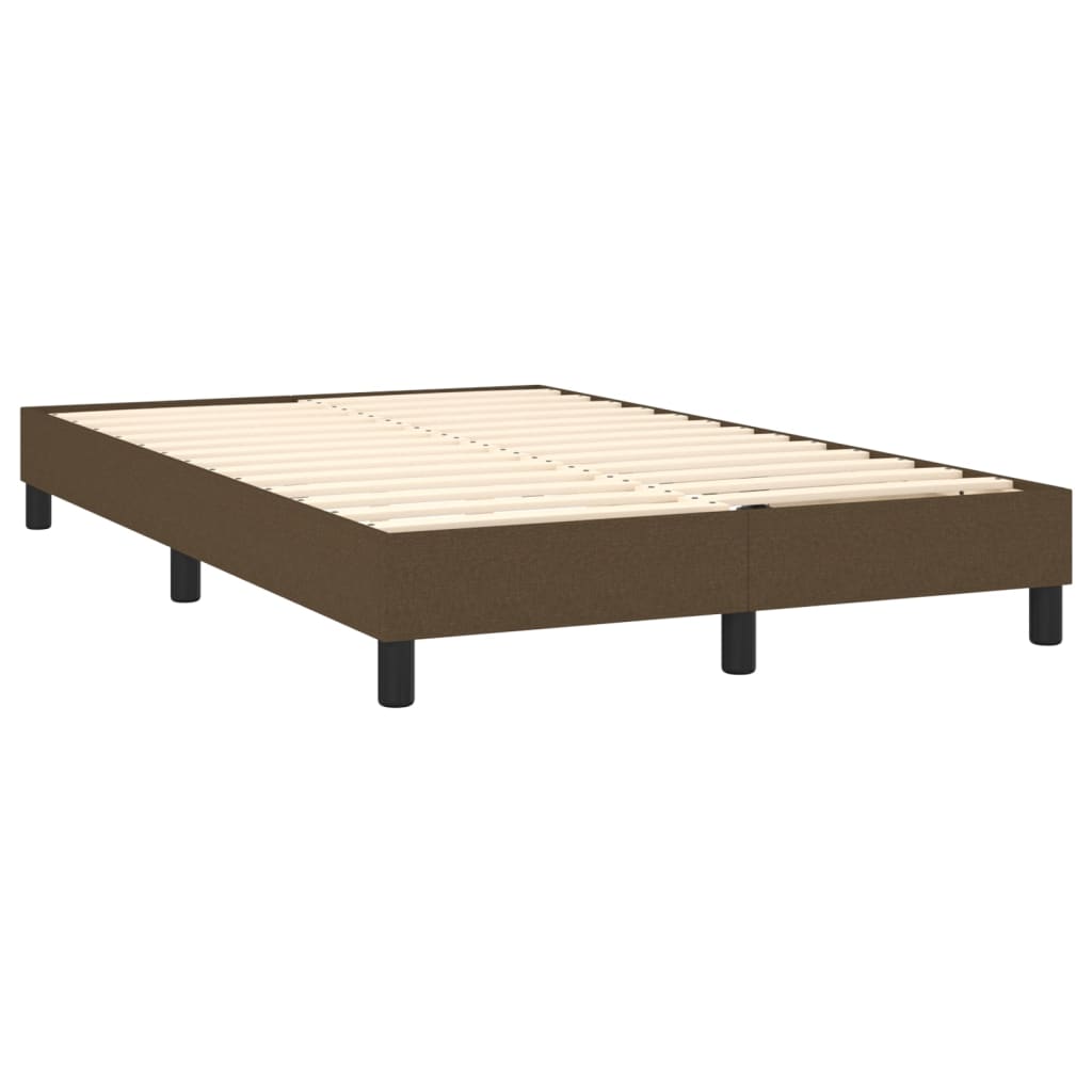 vidaXL Pat cu arcuri, saltea și LED, maro închis, 120x200 cm, textil vidaXL Pat cu arcuri, saltea și LED, maro închis, 120x200 cm, textil