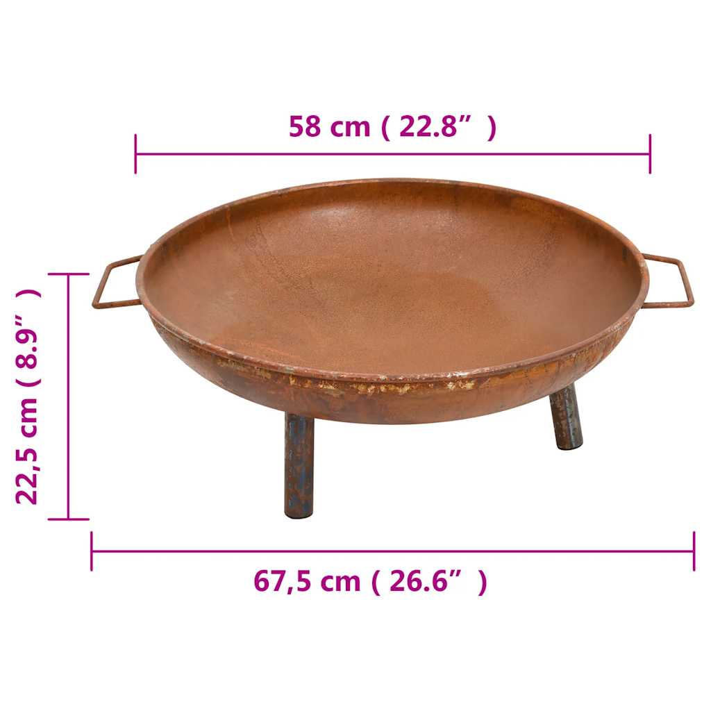 vidaXL Vatră de foc, 67,5x58x22,5 cm, oțel vidaXL Vatră de foc, 67,5x58x22,5 cm, oțel