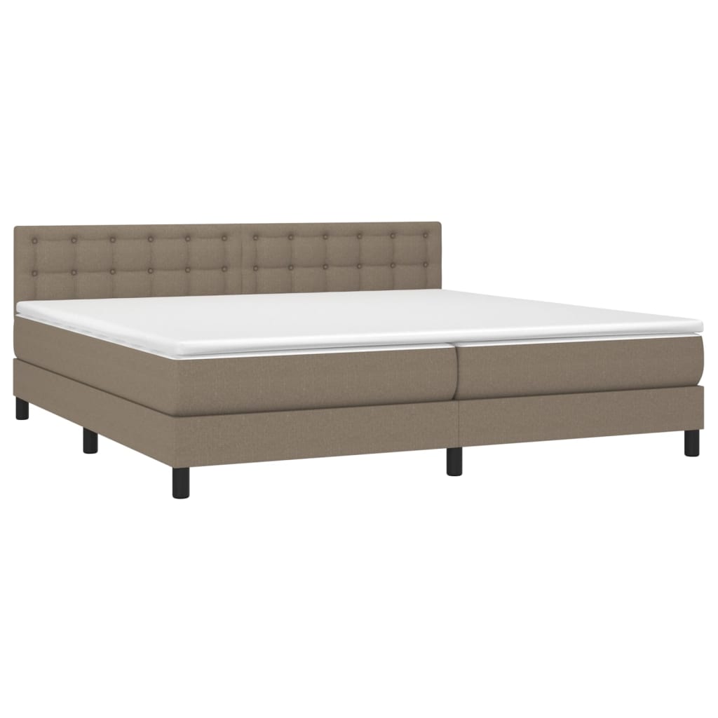 vidaXL Pat cu arcuri, saltea și LED, gri taupe, 200x200 cm, textil