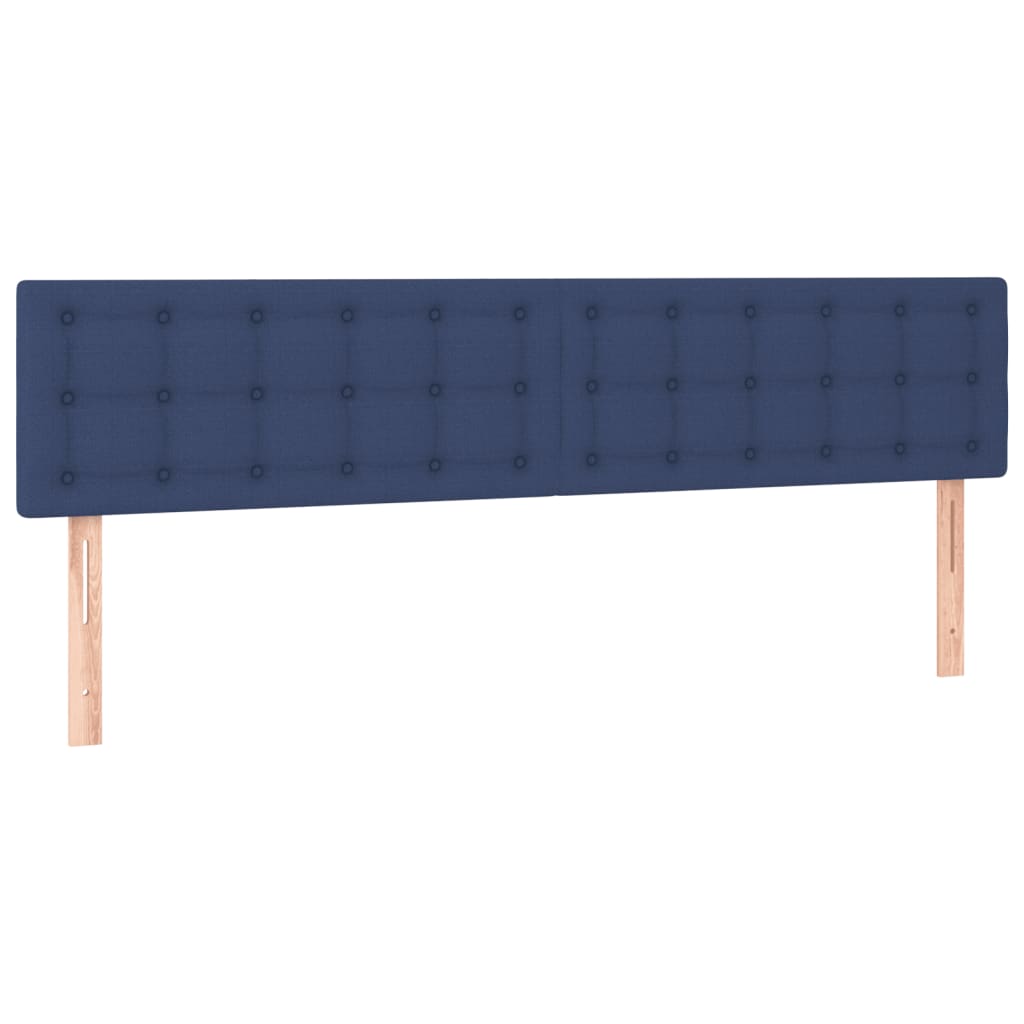vidaXL Pat cu arcuri, saltea și LED, albastru, 200x200 cm, textil