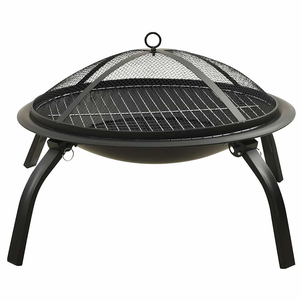vidaXL Vatră de foc 2-în-1 cu grătar și vătrai, 56x56x49 cm, oțel vidaXL Vatră de foc 2-în-1 cu grătar și vătrai, 56x56x49 cm, oțel