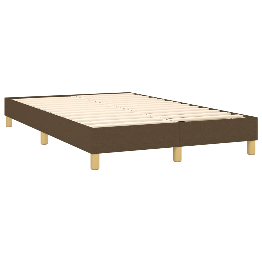 vidaXL Pat cu arcuri, saltea și LED, maro închis, 120x200 cm, textil vidaXL Pat cu arcuri, saltea și LED, maro închis, 120x200 cm, textil