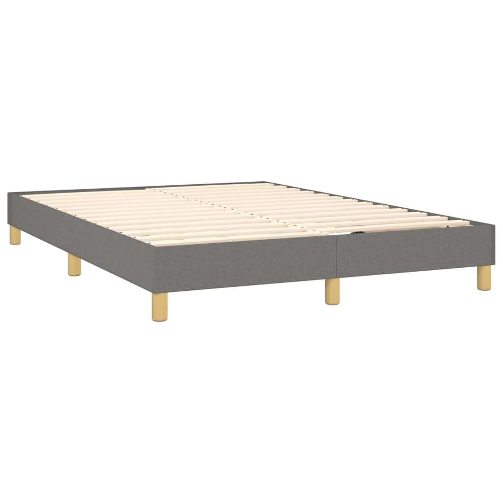 vidaXL Pat cu arcuri, saltea și LED, gri închis, 140x200 cm, textil