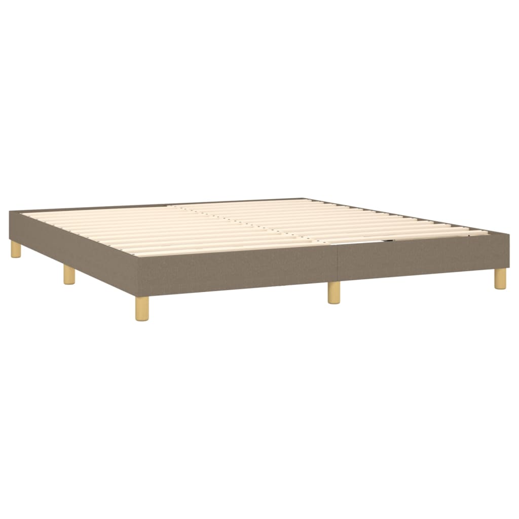 vidaXL Pat cu arcuri, saltea și LED, gri taupe, 160x200 cm, textil