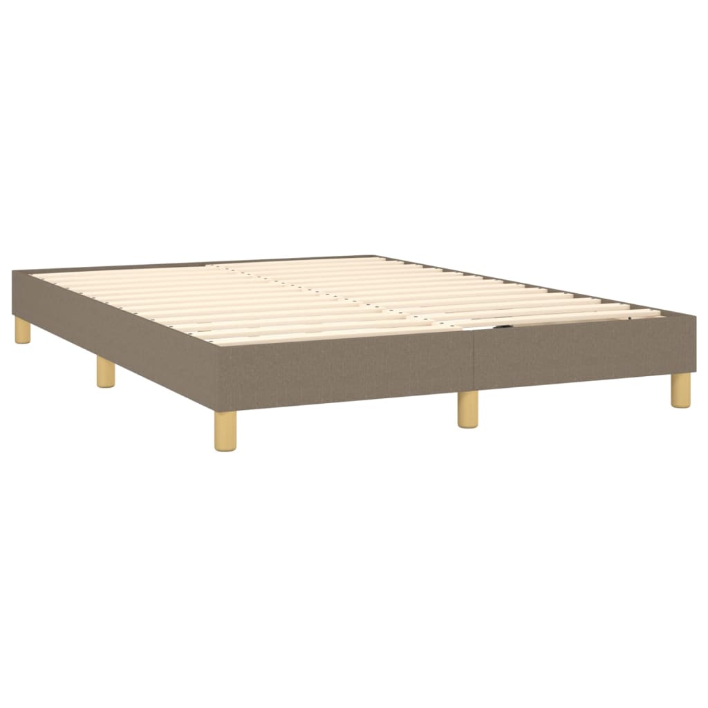 vidaXL Pat cu arcuri, saltea și LED, gri taupe, 140x190 cm, textil vidaXL Pat cu arcuri, saltea și LED, gri taupe, 140x190 cm, textil
