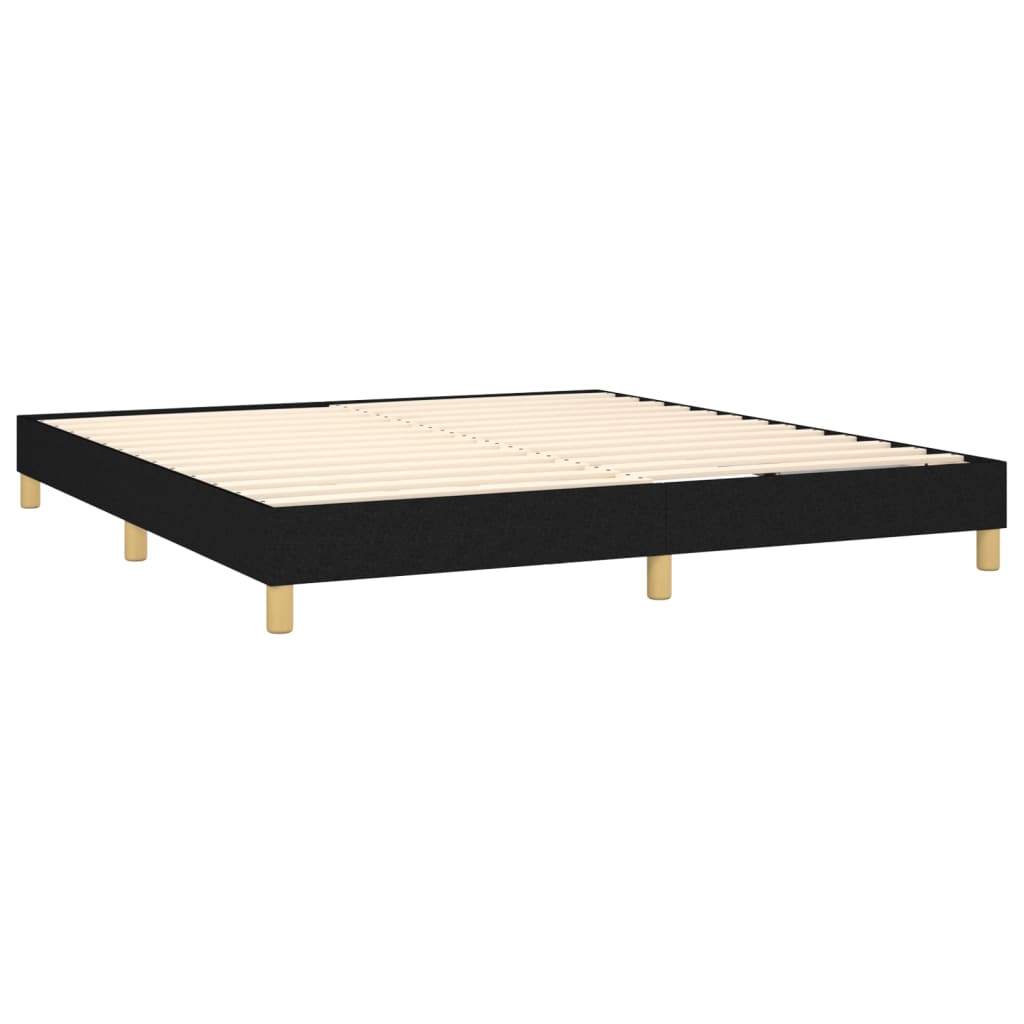vidaXL Pat cu arcuri, saltea și LED, negru, 180x200 cm, textil vidaXL Pat cu arcuri, saltea și LED, negru, 180x200 cm, textil