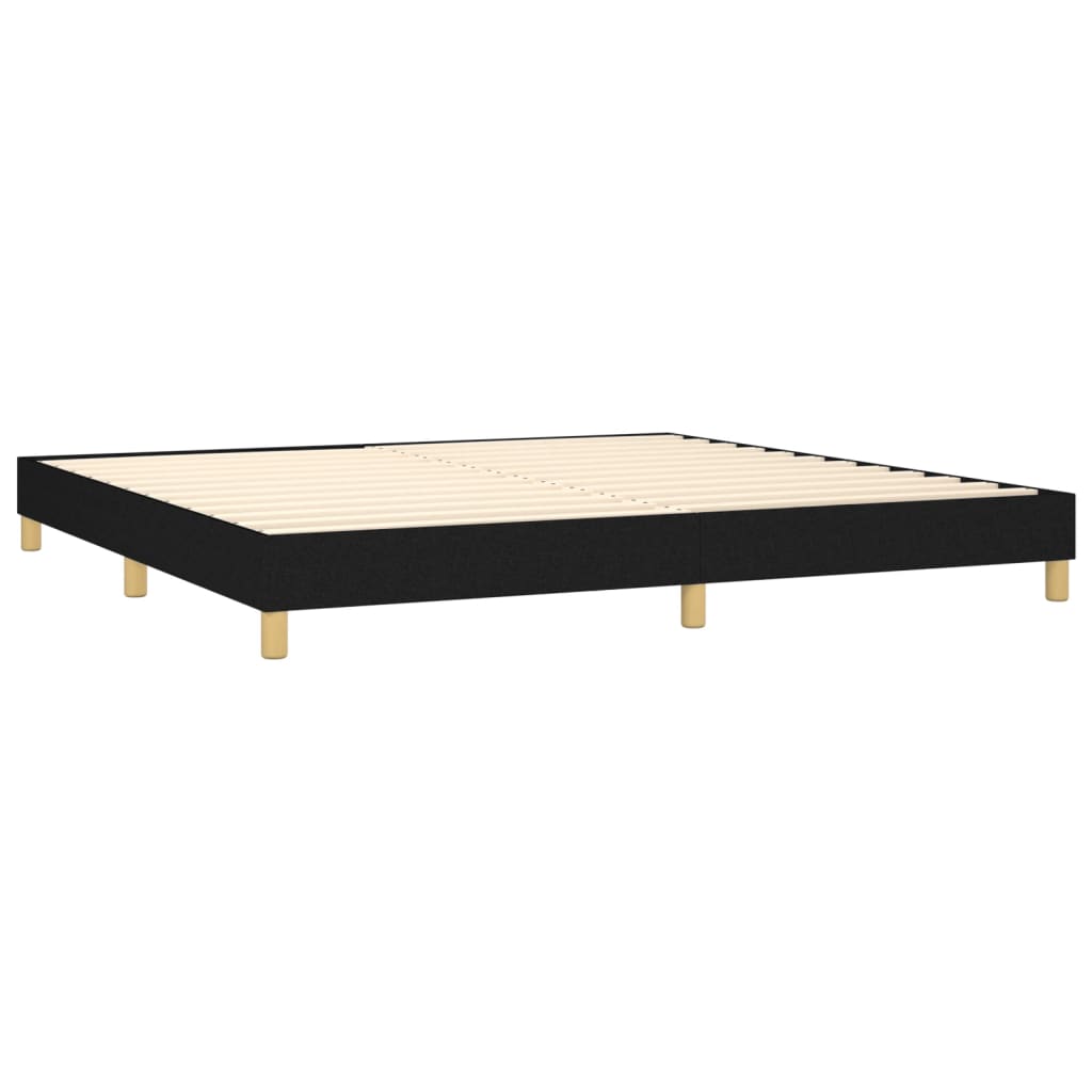 vidaXL Pat cu arcuri, saltea și LED, negru, 200x200 cm, textil