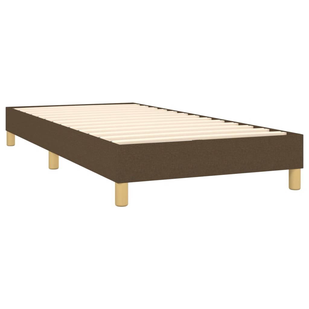 vidaXL Pat cu arcuri, saltea și LED, maro închis, 90x200 cm, textil vidaXL Pat cu arcuri, saltea și LED, maro închis, 90x200 cm, textil