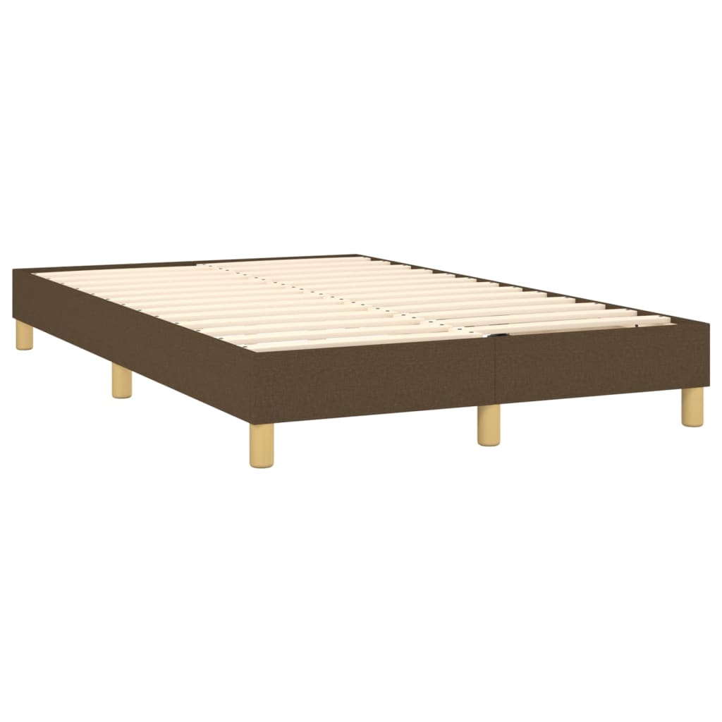 vidaXL Pat cu arcuri, saltea și LED, maro închis, 120x200 cm, textil vidaXL Pat cu arcuri, saltea și LED, maro închis, 120x200 cm, textil