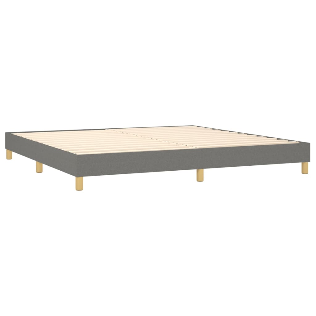 vidaXL Pat cu arcuri, saltea și LED, gri închis, 200x200 cm, textil