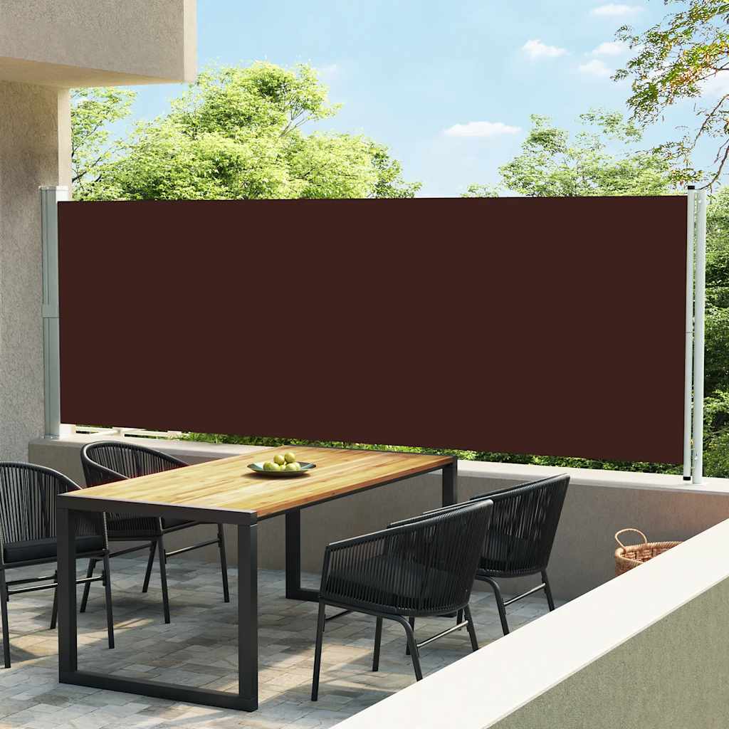 vidaXL Copertină laterală retractabilă de terasă, maro, 600 x 160 cm vidaXL Copertină laterală retractabilă de terasă, maro, 600 x 160 cm