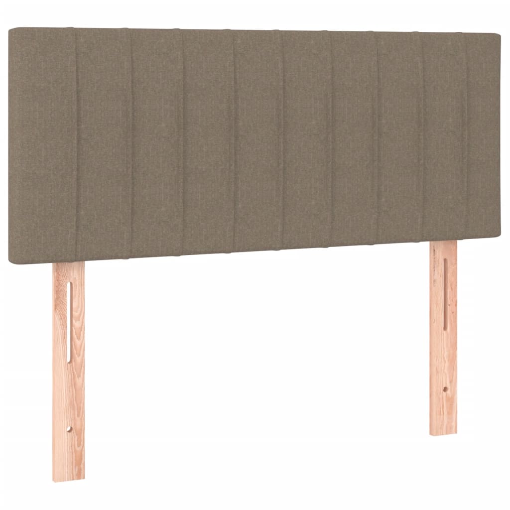 vidaXL Pat cu arcuri, saltea și LED, gri taupe, 90x190 cm, textil