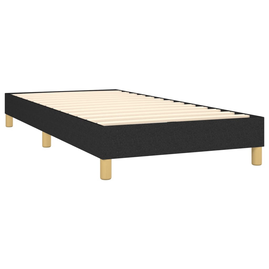vidaXL Pat cu arcuri, saltea și LED, negru, 90x200 cm, textil