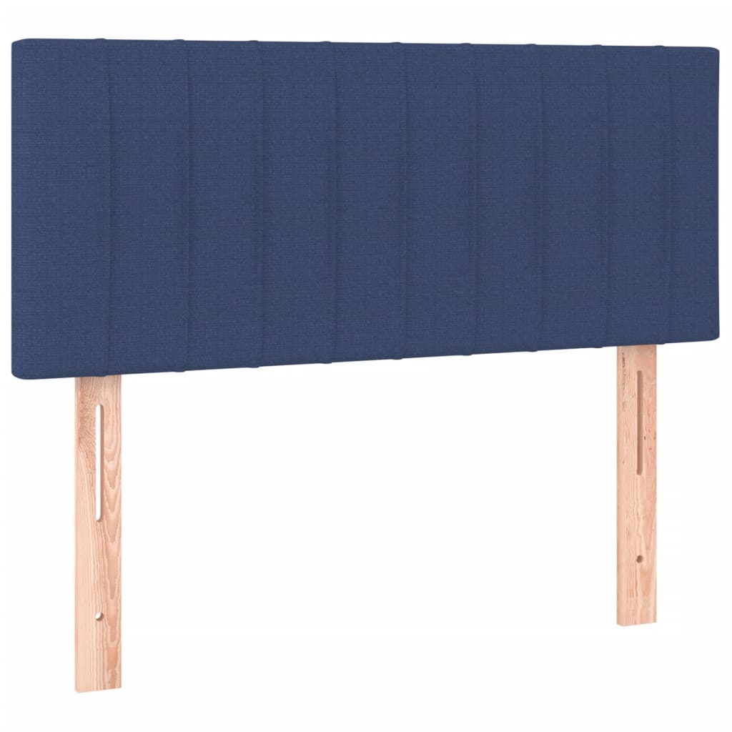 vidaXL Pat cu arcuri, saltea și LED, albastru, 90x200 cm, textil