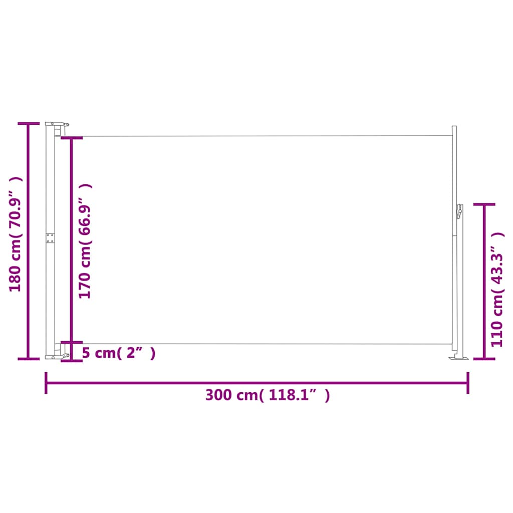 vidaXL Copertină laterală retractabilă de terasă, maro, 180x300 cm vidaXL Copertină laterală retractabilă de terasă, maro, 180x300 cm