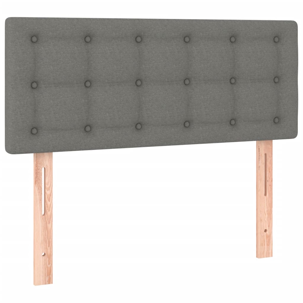 vidaXL Pat cu arcuri, saltea și LED, gri închis, 120x200 cm, textil