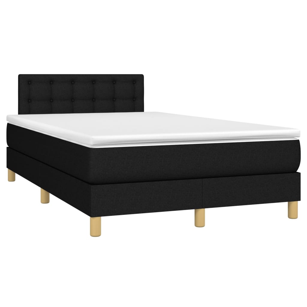 vidaXL Pat cu arcuri, saltea și LED, negru, 120x200 cm, textil