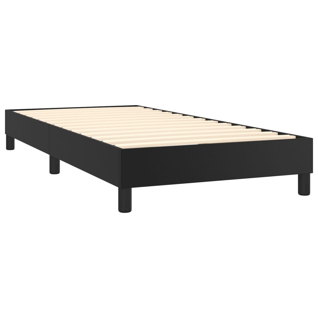 vidaXL Pat cu arcuri, saltea și LED, negru, 90x200 cm, piele ecologică